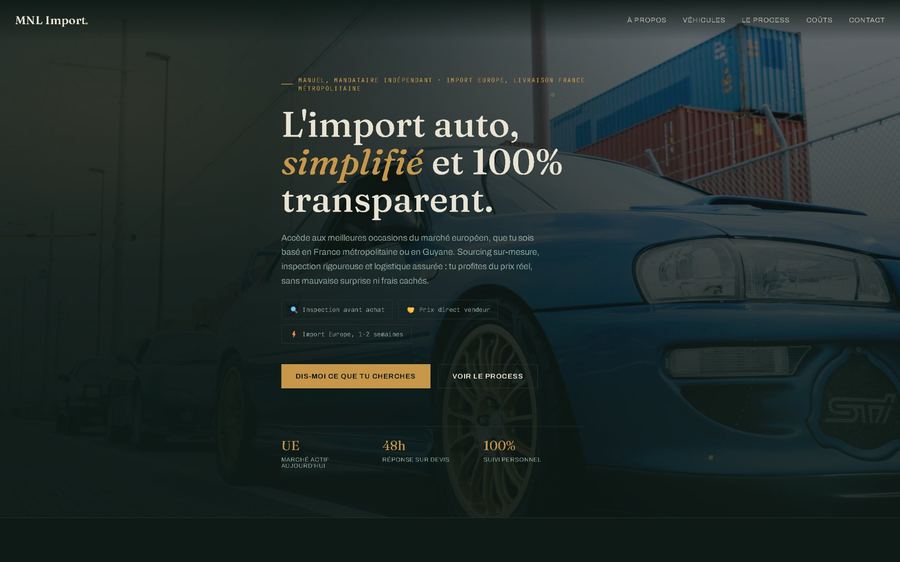 Site MNL Import, mandataire automobile